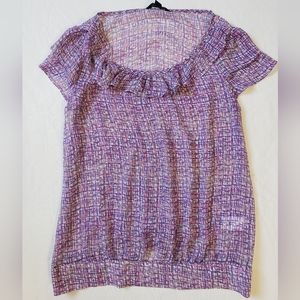 Banana Republic Patterns See Through Blouse Purple/Blue Size XS